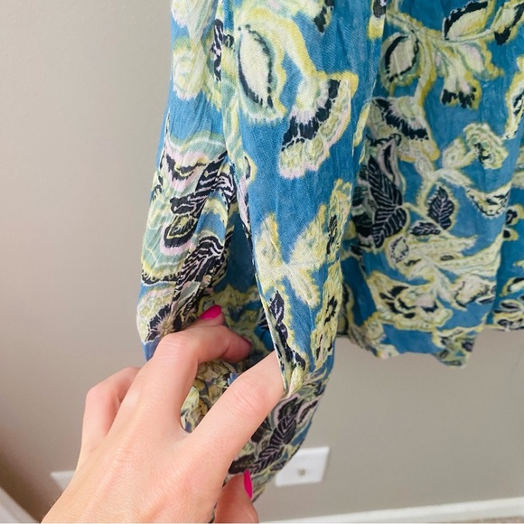Free People Kauai Getaway Printed Tunic Blue/Green Sz Small - Picture 4 of 11